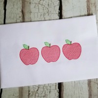 Apple Trio Embroidery Design, Sketch Stitch